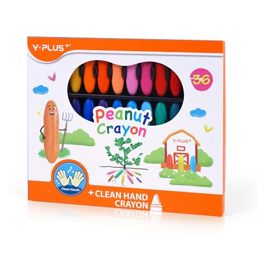 Image of YPLUS Toddler Crayons, 36 Washable Easy-Grip Peanut Crayons, No Toxic