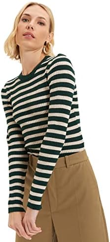 Trendyol Women’s Green Striped Knitwear Sweater Sweatshirt Trendyol Women’s Green Striped Knitwear Sweater Sweatshirt
