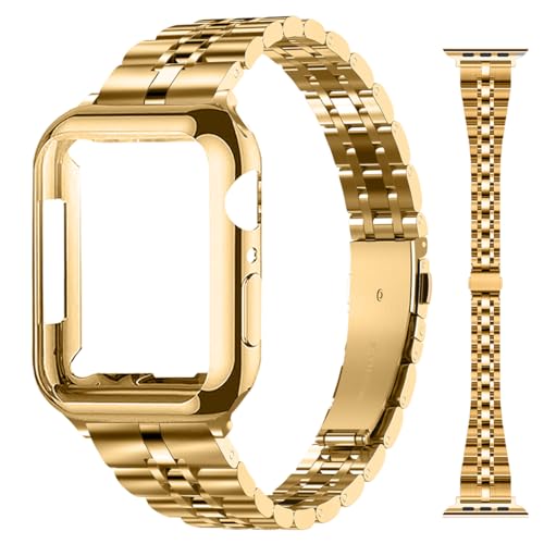 Image of Slim Metal Bands Compatible with Apple Watch 40mm 38mm 41mm 42mm 44mm 45mm, Metal Stainless Steel Chain Strap for Women iWatch Series 9 8 7 6 5 4 3 2 1 SE