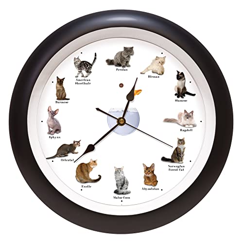 Mark Feldstein & Associates Meowing Cat Sounds Wall Clock, 13