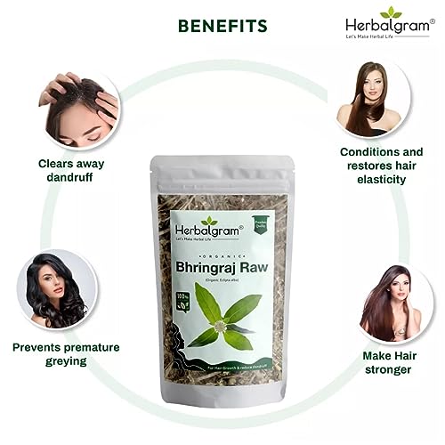 Image of Herbalgram Amla Reetha Shikakai Bhringraj 400gm Raw Dried Flowers and Leaves Whole for Hair Care & Shine Pure Combo Pack of 4 x 100gm Each