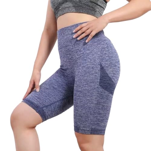 Womens Yoga Shorts High Waisted Workout Shorts for Fitness Home Gym Training (Blue, XL)-picture-14