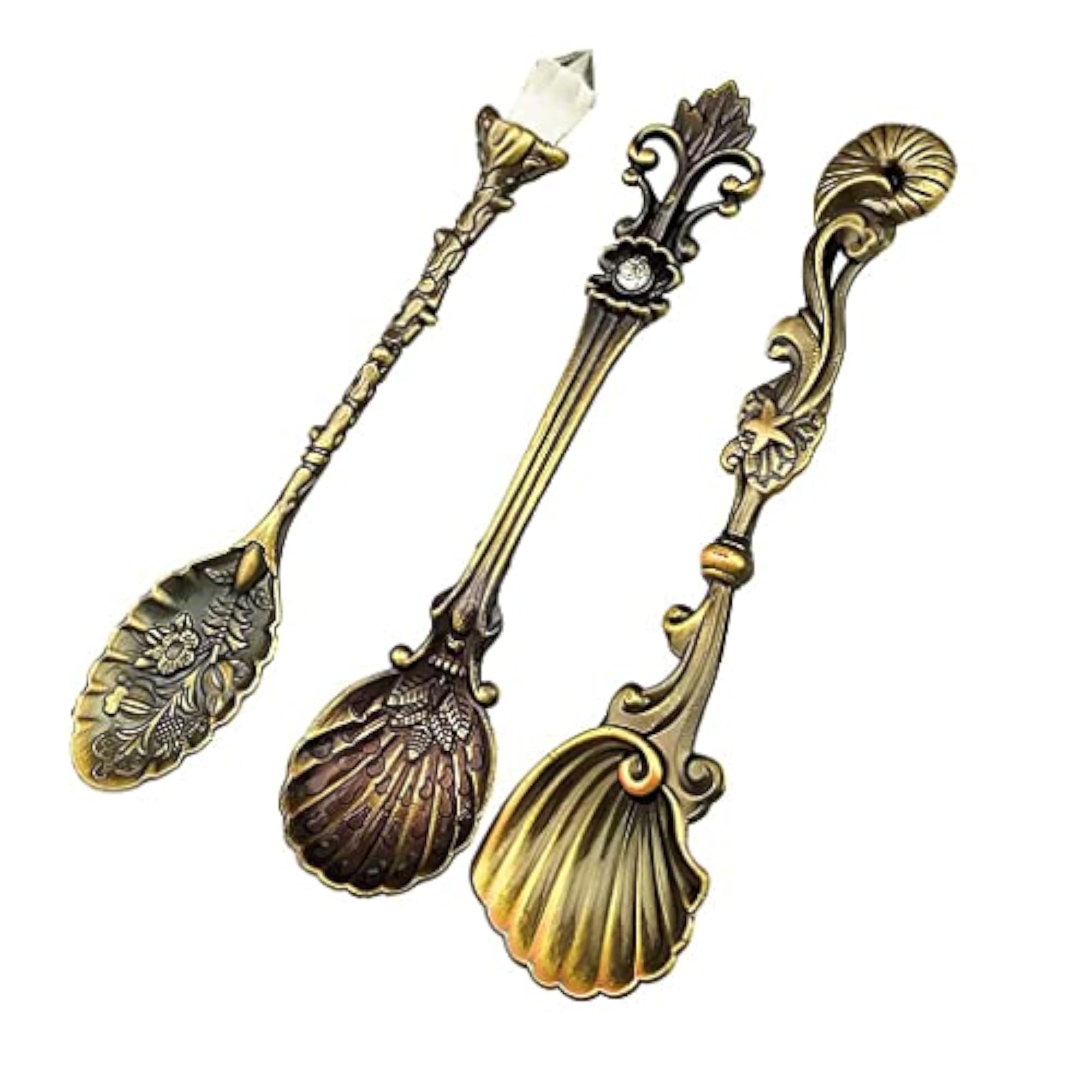 Vintage Classical Spoons Set, 3 Pieces Bronze
