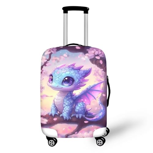 Dragon Suitcase Cover Travel Luggage Protector Washable Elastic Suitcase Covers Anti-Scratch Zip Closure Lugagge Covers for Suitcase Cherry Blossom Luggage Cover Fits 22-25 Inch, M
