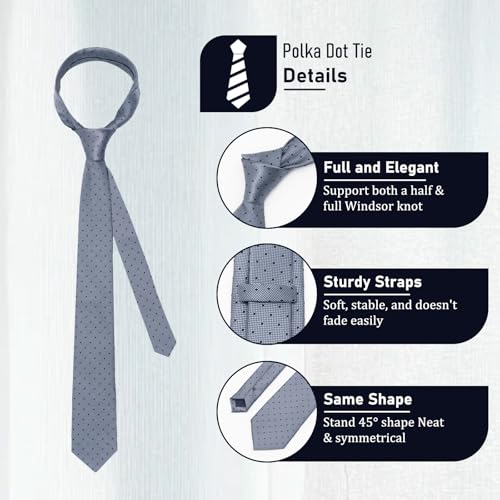 Image of Polka Dot Tie for Mem, Classic 57 inch Mens Ties Patterned Formal Men's Necktie for Business Party Wedding Shirt Tuxedo