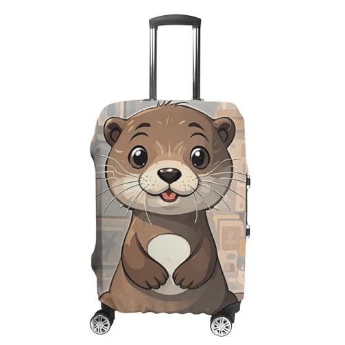 Anti-Scratch Luggage Cover Cartoon Cute Otter Printed Luggage Case Protector Washable Suitcase Covers Elastic Suitcase Protector for Size XL (30-32 inches) Luggage