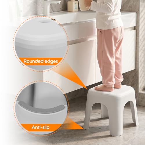 Image of 4 Pack Stackable Classroom Stools 10 Inch Nesting Plastic Stools Portable Backless Chairs for Kids, Toddlers, Preschool, Classroom, Living Room, Playroom, Home
