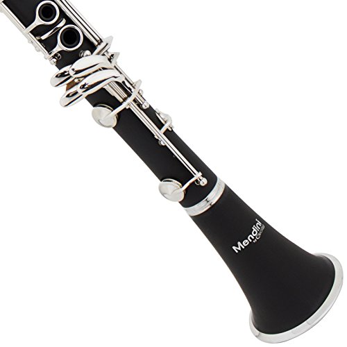 Image of Mendini by Cecilio Ebonite Bb Clarinet with 2 Barrels, Cleaning Kit - Black