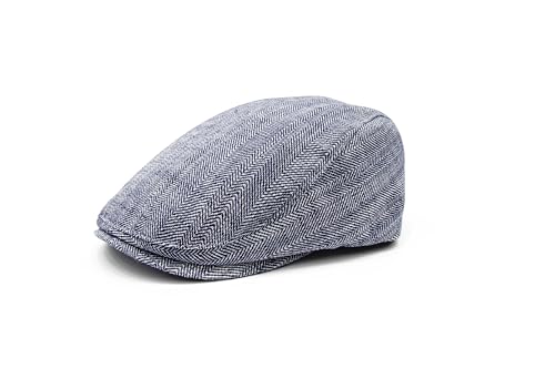 Yofarchoy Linen Flat Cap Herringbone Breathable Summer Hats For Men Newsboy Hats For Men Ivy Gatsby Hat Navy cover