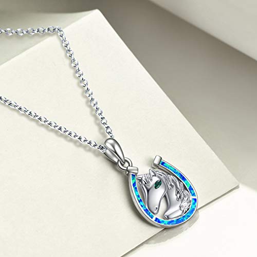 Zoeniya Mother's Day Gifts for Horseshoe Opal Horseshoe Necklace for Women Sterling Silver Horse Pendant Necklace Horse Lovers Gifts Horseshoe Jewelry for Women Mom New Mom to Be - Image 5