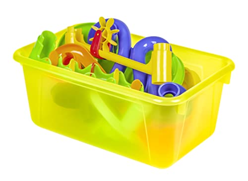 Image of Storex Small Cubby Bins - Plastic Storage Containers for Classroom, 12.2 x 7.8 x 5.1 inches, Candy Yellow, 5-Pack (62476A05C)
