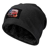 American Muscle Car Flag Fleece Lined Men Beanie Hat Knit Skull Cap Winter Warm Stocking Hats for Women Black-style-27