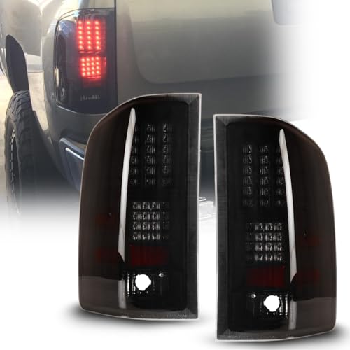 Nixon Offroad Tail Lights for Chevrolet Chevy Silverado 1500 2500HD 3500HD 2007-2014 Tail Lamps LED Rear Lights Car Rear Lamps Assembly Replacement 1Pair (Matte Black Housing/Smoke Lens)