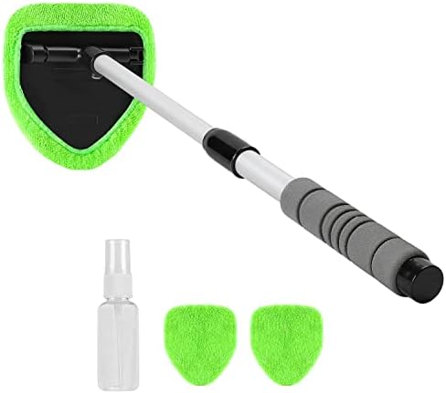 X XINDELL Car Window Cleaner – 24Inch Windshield Cleaning Tool with Spray Bottle, Microfiber Bonnets – Extendable Car Washer Kit with Long Soft Sponge Handle
