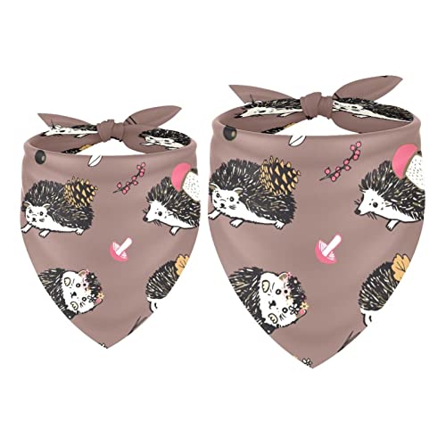 2 Pack Dog Bandana Hedgehog and Mushroom Girl Boy Pet Bibs Dog Scarf Kerchief Washable Bandanas Accessories for Small Medium Large Dogs Puppy Cat Pet