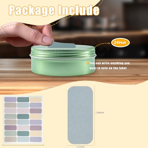 4oz Aluminum Tins with Lids, 24 Pack Round Tins for Salves, Spices, Lotion Bars or Balms (Pale Green)3