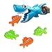 Price comparison product image Maxpex Shark Grabber Bath Toy for Boys and Girls Blue Shark with Teeth with 4 Toy Fishes