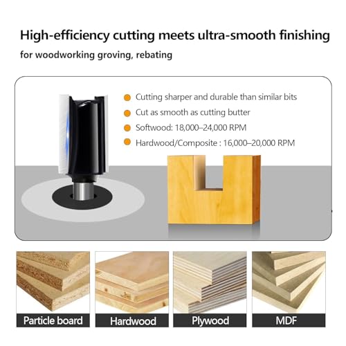 SICWOOD 6-Piece Straight Router Bit Set