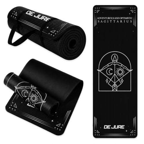 Image of De Jure Fitness Yoga Mat for Women and Men, 10mm Extra Thick Non-Slip NBR Exercise Mat for Yoga, Pilates, Gym & Floor Workouts - with Carry Strap - Sagittarius