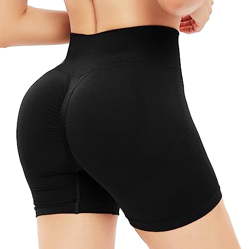 BKEPDY Pantalones Cortos Mujer Cintura Alta Pantalon Corto Deporte Elásticos Mallas Cortas Running Fitness Ropa Gym Pantalón Deportivo Compresión sin Costuras Mayas Deportivas Entrenamiento
