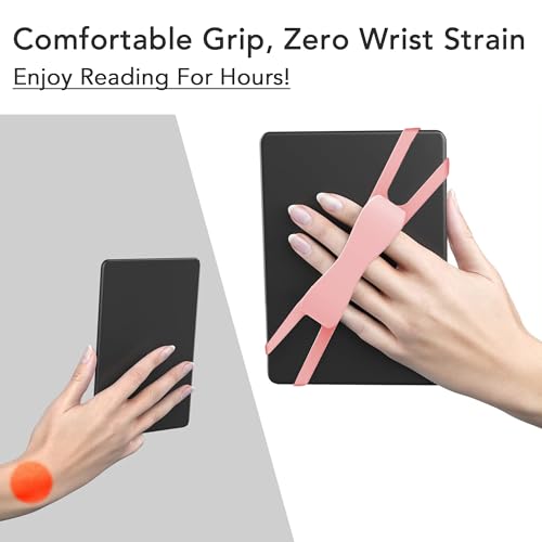 SEPTBEAM Ergonomic Silicone Hand Strap Holder for Kindle and Teblets - Handed Reading, Minimize Drops & Fatigue for Kindle Paperwhite/Kobo/Oasis/E-BookMini Teblets//Phone(Pink) by SEPTBEAM - Image 4