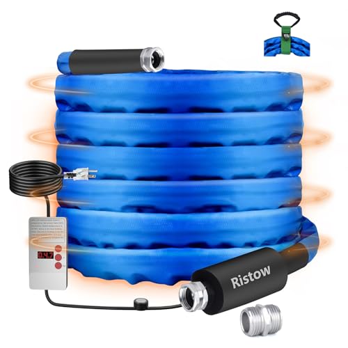 RISTOW 30FT RV Heated Drinking Water Hose -Temp Control, Features Water Line Freeze Protection Down to -40°F/-40°C, Electric Heated Water Hose for RV, Garden, Boat