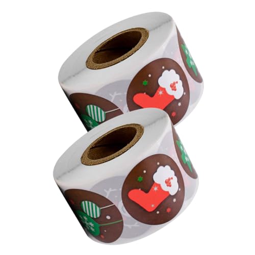 FONDOTIN 巻2本 ホリデーパッケージのステッカー 粘着封筒シールステッカー クリスマスタグステッカー 水筒のステッカー クリスマスパッケージのタグ シールラベルステッカー クリスマス ス