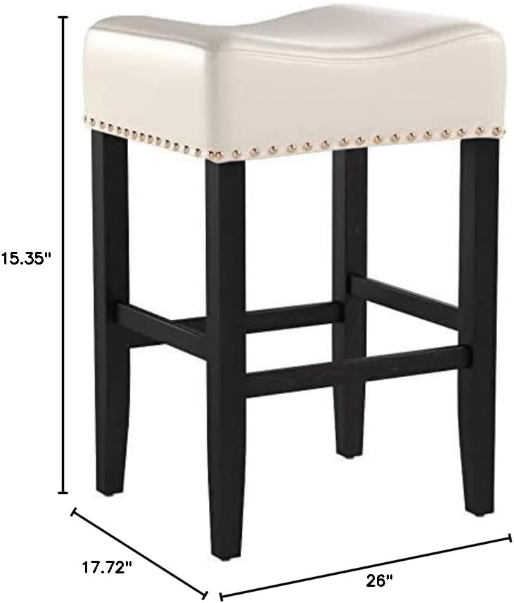 Christopher Knight Home Lisette Backless Leather Counter Stools, 2-Pcs Set, Ivory