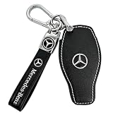 MBUSA DVUSA Theft-Relevant Parts Policy 3 ZERAL Leather Key Fob Cover for Mercedes-Benz, Full Protective Case with Metal Keychain, Compatible with LS CLK AMG CLK CLK GLC GLE GLS ML SL SLK A C E R S G Remote Key,(Style B: Black)