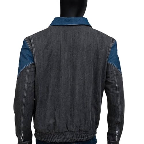 Back To Future Marty-McFly Grey Denim Jacket Mens-Retro Vintage Mcfly Jean Jacket - .Red Puffer Vest4