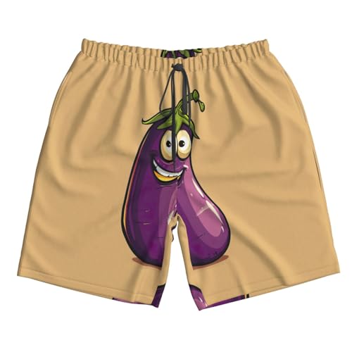 WURTON Cartoon Eggplant Print Mens Swim Trunks Compression Liner Swimming Trunks Bathing Suit Quick Dry Shorts 7