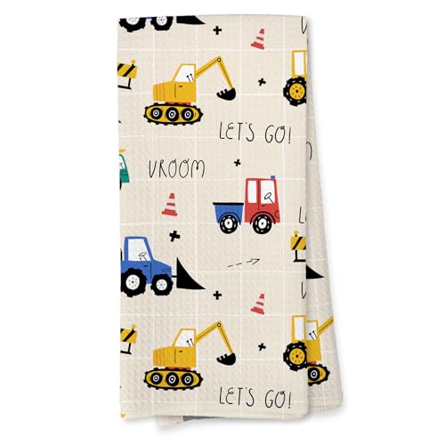 Image of Giosve Construction Decor Kids Hand Towels, Truck Gifts Hand Towels for Bathroom Decor, Construction Gifts Kitchen Dish Towel for Kitchen, Boys Toddler Bathroom Decor, 16x24 Inch