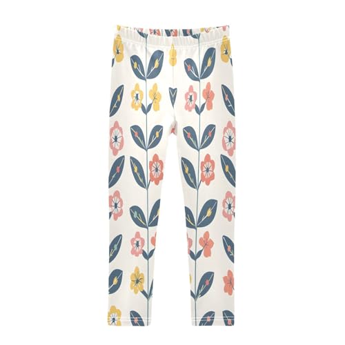 Bolaz Toddler Girls Leggings Printed Yoga Pants Leggings Yellow Red Flower for Kids