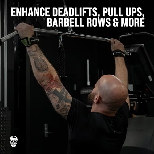 Image of Gymreapers Weight Lifting Grips (Pair) for Heavy Powerlifting, Deadlifts, Rows, Pull Ups, with Neoprene Padded Wrist Wraps Support and Strong Rubber Gloves or Straps for Bodybuilding