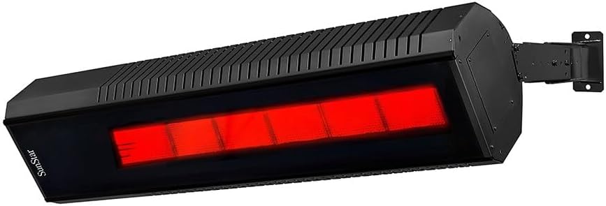 Quality Brand Company Sunstar Glass Series 50N7 SGL1560 50000-34000 BTUs Natural Gas Radiant Infrared Angled Mount Patio Heater in 48 x 11.8 x 9.6 in. - Black Color