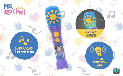 Image of eKids Ms Rachel Toy Microphone for Kids, Includes Built-in Music and Lights, Toddler Toys (Purple)