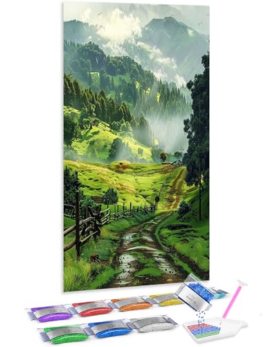 5D Diamond Painting Jumpdot de camino de montaña fangoso, DIY punto de cruz de 70x40 cm