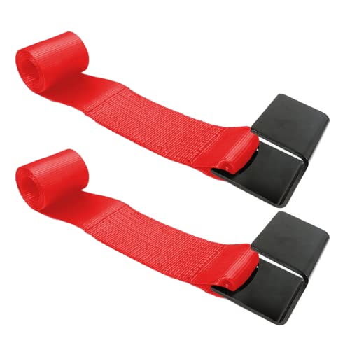 Boxer 2 Pack Roll Off Winch Strap with Flat Hook 4-inch x 5 feet - Red - Heavy Duty Container Hook - Truck and Trailers