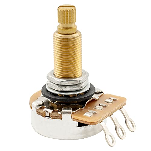 Musiclily Pro HD A1M Full Brass Metric Coarse 18-Spline Split Long Shaft Pot Audio Taper Potentiometer for Electric Guitar Bass