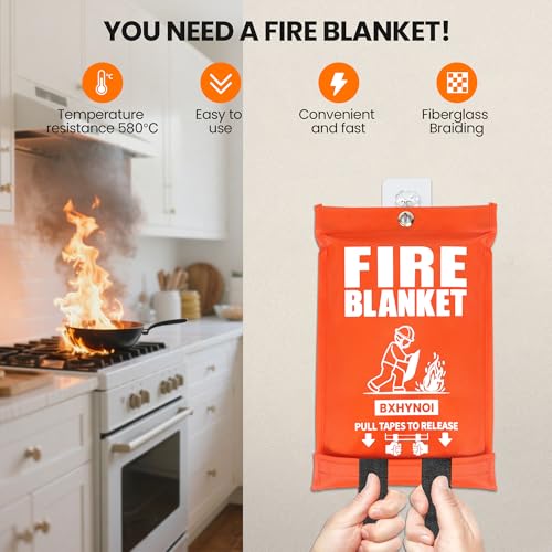 BXHYNOI Fire Blanket for Kitchen and Home - 2 Pack 40"x 40" Emergency Fire Suppression Blanket Fiberglass Fabric for Survival Safety BXHYNOI Fire Blanket for Kitchen and Home - 2 Pack 40"x 40" Emergency Fire Suppression Blanket Fiberglass Fabric for Survival Safety - Image 6