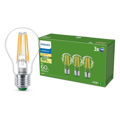 Philips, lot de 3 ampoules LED classe énergétique A, culot E27 équivalent 60W, Blanc...