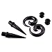 LLGLTEC Ear Stretching Kit 54 Pieces 14G-00G Ear Gauges Expander Set Acrylic Tapers and Plugs & Silicone Tunnels Body Piercing Jewelry Set (Black)