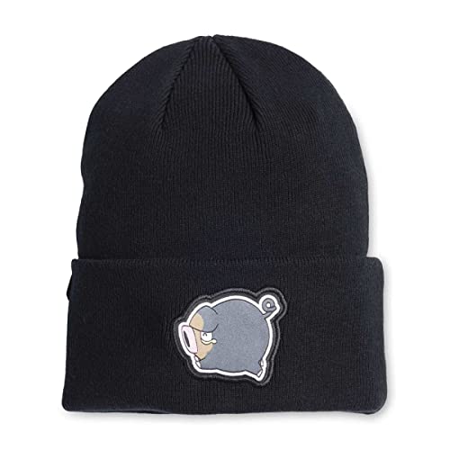 Bonnet Lechonk noir accessoire hiver brodé pour fan de jeux vidéo