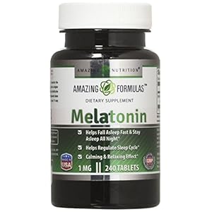 Amazing Formulas Melatonin 1 Mg Tablets (Non GMO,Gluten Free) – Best Choice of Natural Sleep Aid Supplement – Promotes Calming and Relaxing Effect – 240 Tablets – Suitable for Vegetarian