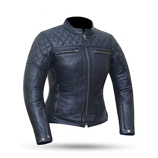 DEGEND CLASSIC LADY | Chaqueta Cuero Mujer | Chaqueta de Moto con Protecciones Extraíbles - Chaqueta de Piel - Ropa de Motociclista - Chaqueta Moto Mujer Color Negra - Tallas (XS-XXL)