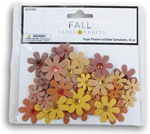Orange, Yellow & Brown Rhinestone Flower Embellishments - for Craft, Decor, Scrapbooking, and More - 50 Pieces