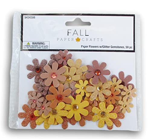 Orange, Yellow & Brown Rhinestone Flower Embellishments - For Craft, Decor, Scrapbooking, And More - 50 Pieces #TOP1