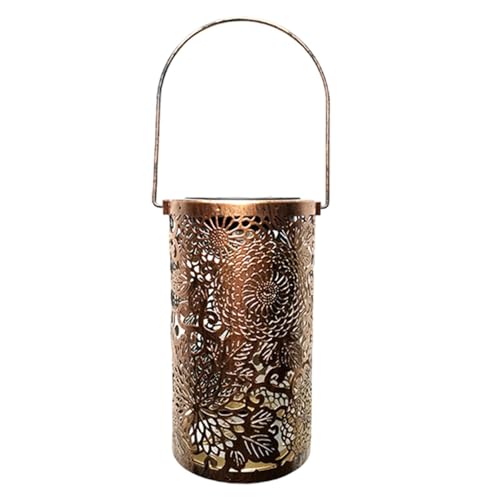 Farol de mesa para exteriores | Lámpara solar cilíndrica decorativa con patrón de mariposa - Lámpara solar cilíndrica de metal impermeable para decoración de parque