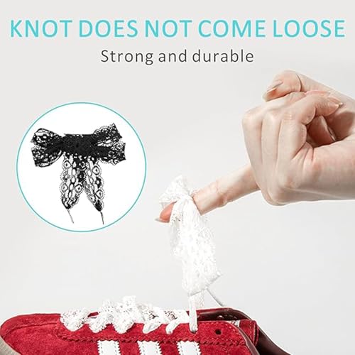 Fashion Lace Shoelaces 2 Pairs 2.5CM Wide Lacy Shoe Laces Flat Fancy Ribbon Shoe Laces for Women2
