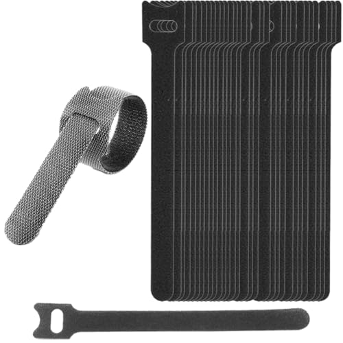 Image of 30-Pcs Black Reusable Fastening Cable Ties, 6-Inch Adjustable Cord Ties, Microfiber Hook Loop Cords Management Wire Organizer Wraps